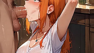 Anime Ai My Wife Seduces Me in the Kitchen with a Deep Throat, and Swallows My Semen for Dessert