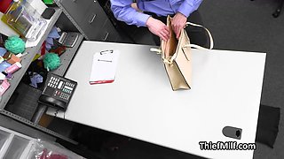 Petite fucktoy and big-boned mom sharing mall cops cock