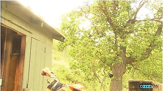 Riding Only Excites The Busty Brunette So They Stop For Reverse Cowgirl And A Facial