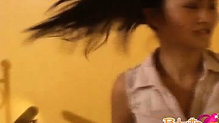 Pigtailed naughty babysitter Evelyn Ling getting fucked by