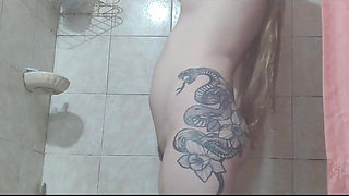 Taking a Shower and Putting a Soapy Anal Dilator in My Ass