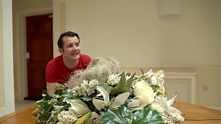 Frisky blonde housewife milks and rides her brother-in-law