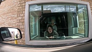 Asian teen Kimiko Fox rips boxers for rough lunch break fuck at work