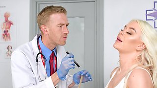 Small boobs blondie Gina Varney gets a full body exam by a doctor