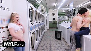 Blond step mummy & step daughter take turns fucking teenie hard stud - mylf