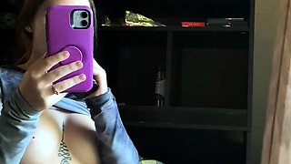 Lovely Amateur teen brunette masturbating outdoor