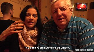 Two czech bsisters with a old man: Blowjob, Doggy  Licking Porn