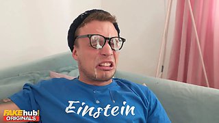 Fakehub - hot indian uk model licks the sperm of losers glasses after he cums on his own face