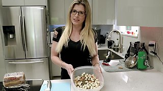 Beautiful woman with glasses Cory Chase enjoys outdoor sex.