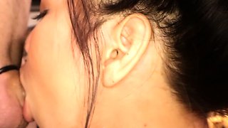 Horny Asian shemale enjoyed face fucking