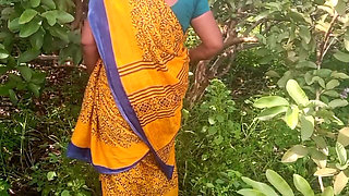 Desi Friend's Wife Holding and Squeezing Breasts in Guava Plantation