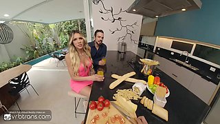 VRB Trans: Crazy Latina Trans Girfriend Isabella Fiorella Inhales And Pokes Anally During Dinner pt.two