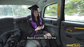 University Graduate Strips Off Her Robes - big ass brunette student in stockings Melany Mendes fucked in car