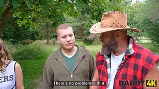 Daddy4k. surprise porno with daddy's fat cock while the bf is fixing the floor