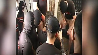 Brunette Slut Gets Gang Banged by Crowd and Takes Multiple Facials