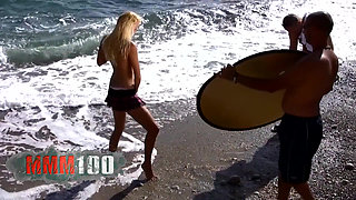 Pretty Blonde Mallory Moore Getting Naked by the Sea