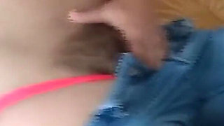 Touching Herself Under Her Pants Before Masturbating and Fucking Her Young Lovers