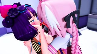 Two 3d cartoon cuties are ready for their bath