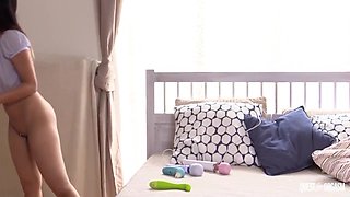 #may Thai - Petite Cute Asian Teen 18+ Plays With Toys In Front Of Her Fans