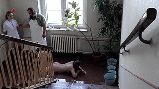 Lazy Cleaning Girl Andrea Has to Absolve a Rough Work Training