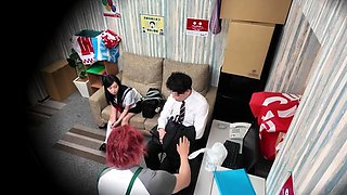 Asian schoolgirl rubs on hidden cam