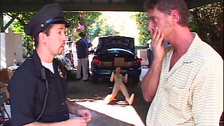 Cop Fucks a Brunette Outdoor Till She Squirts