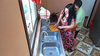 Amateur Stepmom with Big Ass and Soft Tits Fucked Hard in Kitchen Doggystyle