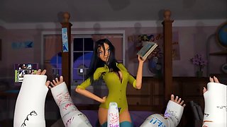 3DGSPOT - Horny Brunette Deepthroats And Fucks A Man s Big Cock In Plaster! 3D CARTOON PORN!