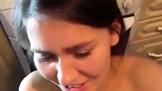 American MILF Gives a Hot Deep-Throat Blowjob