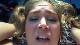 Chubby amateur slut gets creampied in the gym