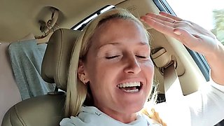 Blonde amateur MILF sucks and jerks for facial