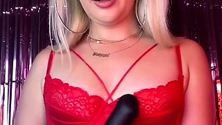 Handsome blonde teen in black panties fingers her fish lips