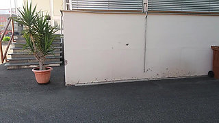 Granny Walking Outside in Black Leggins