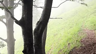 Lollolara91 Skinny Italian MILF Gets Risky Outdoor Creampie - Hairy Pussy Dripping Cum in the Woods