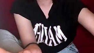 Cute teen girl enjoys foot fetish