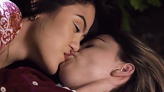 Teeny with a tight body fucking a horned-up Asian lezzie