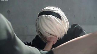 2B Fucks Hard in 3D Hentai - Anal, Blowjob & Cumshot - NieR: Automata Porn by HydraFXX