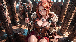 Illicit Leather Armor Seduction in Medieval Village. Cold Queen Unzips Her Gear & Goes Wild!