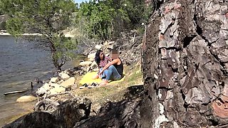 Busty amateur blonde banged in public outdoor