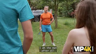 VIP4K – Cute Nerdy Girlfriend Cheats with Boyfriend’s Daddy to Make Him Jealous