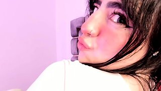Huge ass chick strips her panty