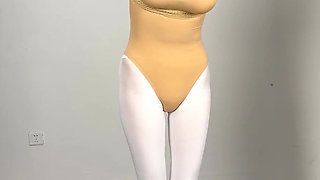 White Silk Gymnastics Uniforms Rope and Metal Confinement