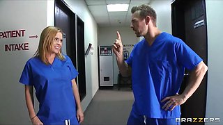 Slutty blonde nurse sneaks off at work to bang a hospital intern