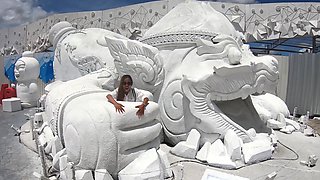 Thai girlfriend gives her white boyfriend a footjob and more