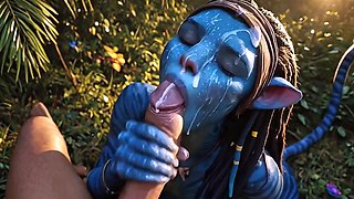 Pandora moonlight guides blue Avatar babes to taste big cock