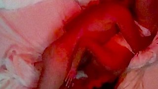 Amateur blonde and brunette lick each other