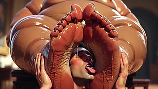 Submissive Men Licking Sweaty Feet of Fat SSBBW - Compilation