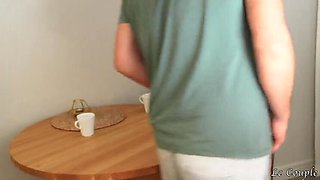 Morning Kitchen Fuck: Standing Doggy Style with Big Tits Wife & Loud Moaning