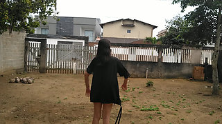 My wife masturbates herself naked in front yard