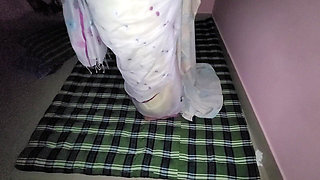 My stepsister is getting the bed ready for her husband.